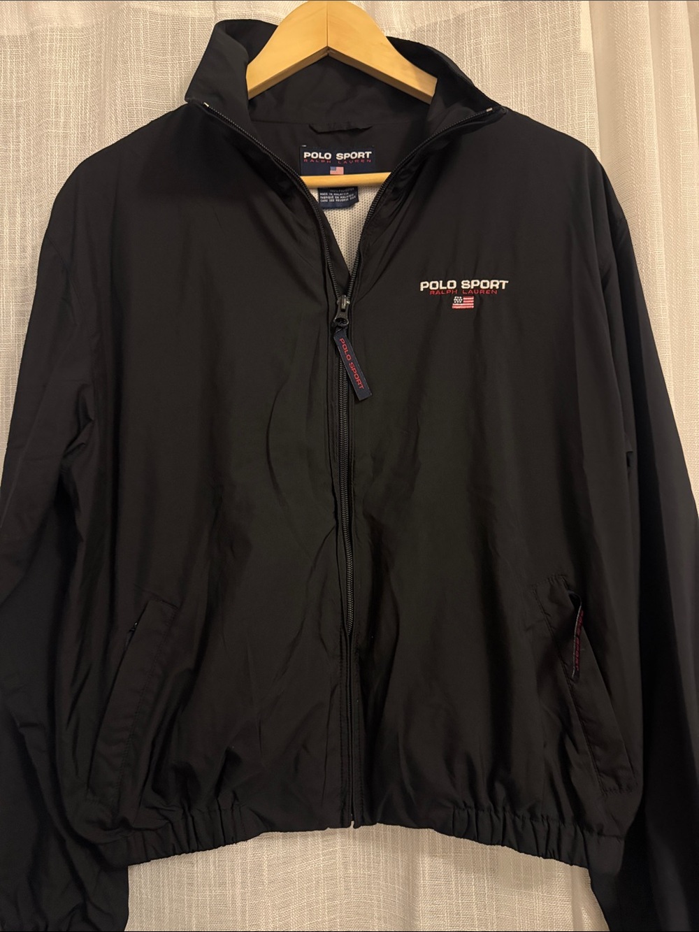 VTG Polo by Ralph Lauren Black Polo Sport Windbreaker Jacket Size M